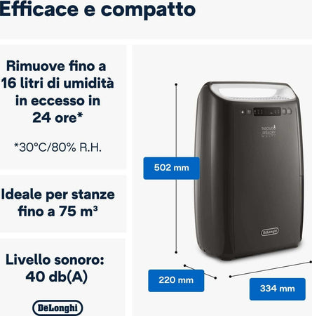 De'longhi-dexd216f-tasciugo-deumidificatore-per-eliminare-l'umidità,-asciugabiancheria,-doppio-sistema-filtrazione-aria,-16l/giorno,-display-digitale,-silenzioso,-maniglia-e-ruote,-timer