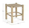 Sgabello Lampok con struttura in rami di teak, intreccio in fibra sintetica, per esterno