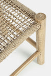 Sgabello Lampok con struttura in rami di teak, intreccio in fibra sintetica, per esterno