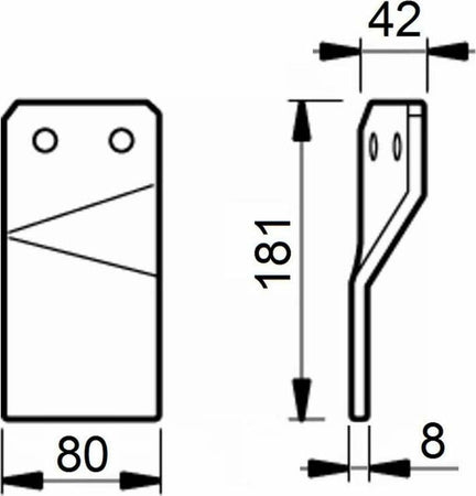 Dente per erpice lunghezza 181mm larghezza 80mm Confezione da 1pz