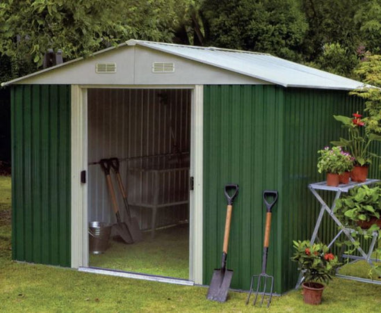 Ripostiglio in metallo verde e Beige deposito da giardino e veranda capanno per attrezzi