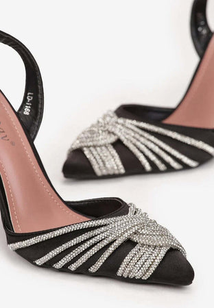 Derby - Dècolletè con strass intrecciati Scarpe col Tacco Fashion Donna