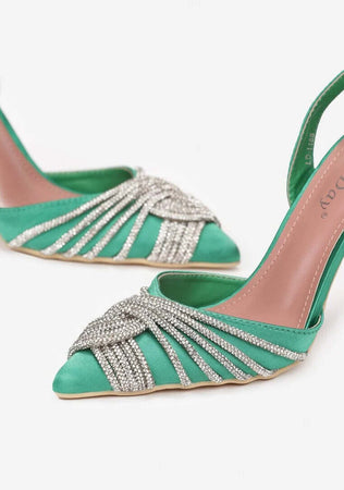 Derby - Dècolletè con strass intrecciati Scarpe col Tacco Fashion Donna