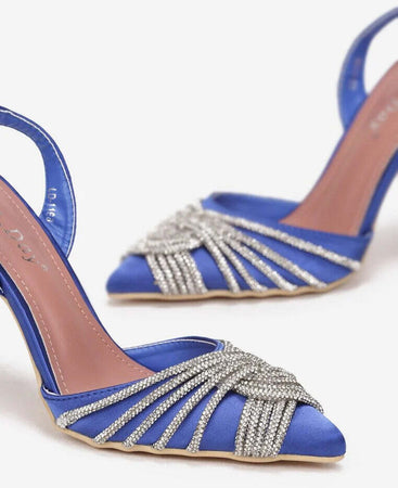 Derby - Dècolletè con strass intrecciati Scarpe col Tacco Fashion Donna