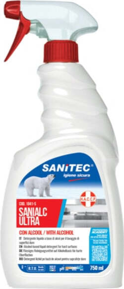 Detergente alcolico per superfici e tessuti Sanialc Ultra - 750 ml - Sanitec Casa e cucina/Detergenti e prodotti per la pulizia/Detergenti per la casa/Detergenti multiuso Eurocartuccia - Pavullo, Commerciovirtuoso.it