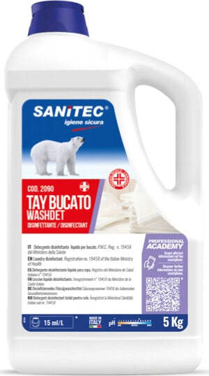 Detergente disinfettante liquido Washdet Tay Bucato - 5 kg - Sanitec Casa e cucina/Detergenti e prodotti per la pulizia/Detergenti per la casa/Detergenti multiuso Eurocartuccia - Pavullo, Commerciovirtuoso.it