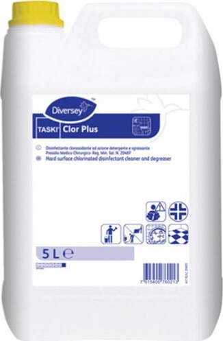 Detergente disinfettante virucida Taski Clor Plus - 5 L - Diversey Casa e cucina/Detergenti e prodotti per la pulizia/Detergenti per la casa/Detergenti multiuso Eurocartuccia - Pavullo, Commerciovirtuoso.it