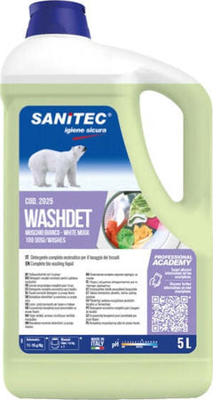 Detersivo liquido Lavatrice Washdet Muschio Bianco- 5 L - Sanitec Casa e cucina/Detergenti e prodotti per la pulizia/Detergenti per la casa/Detergenti multiuso Eurocartuccia - Pavullo, Commerciovirtuoso.it