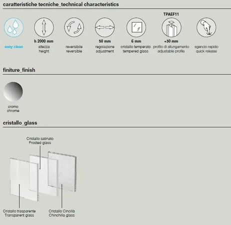 Box Doccia Cristallo Satinato Anticalcare Apertura Centrale H200 - Shopbagno.it