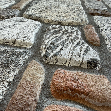 CAPPOTTO esterno - interno isolante in STYROFOAM 3D sp.2cm (120x50cm) con sabbiatura e malta Roccia e brick