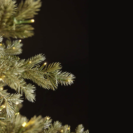 Albero di Natale "Pino Argentato" con mini LED integrati, in PE Effetto Real Touch