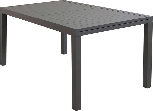 DEXTER---set-tavolo-160/240x90-struttura-e-piano-in-alluminio-compreso-di-4-sedute-Taupe-Milani-Home