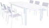 DEXTER---set-tavolo-160/240x90-struttura-e-piano-in-alluminio-compreso-di-6-sedute-Bianco-Milani-Home
