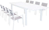 DEXTER---set-tavolo-160/240x90-struttura-e-piano-in-alluminio-compreso-di-8-sedute-Bianco-Milani-Home
