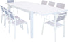 DEXTER---set-tavolo-160/240x90-struttura-e-piano-in-alluminio-compreso-di-8-sedute-Bianco-Milani-Home