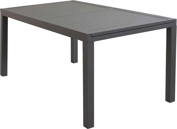 DEXTER---set-tavolo-160/240x90-struttura-e-piano-in-alluminio-compreso-di-8-sedute-Taupe-Milani-Home