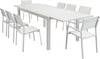 DEXTER---set-tavolo-160/240x90-struttura-e-piano-in-alluminio-compreso-di-8-sedute-Tortora-Milani-Home