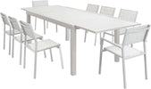 DEXTER---set-tavolo-160/240x90-struttura-e-piano-in-alluminio-compreso-di-8-sedute-Tortora-Milani-Home