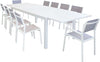 DEXTER---set-tavolo-200/300x100-struttura-e-piano-in-alluminio-compreso-di-10-sedute-Bianco-Milani-Home