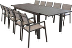 DEXTER---set-tavolo-200/300x100-struttura-e-piano-in-alluminio-compreso-di-10-sedute-Taupe-Milani-Home