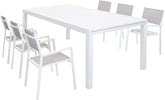 DEXTER---set-tavolo-200/300x100-struttura-e-piano-in-alluminio-compreso-di-6-sedute-Bianco-Milani-Home