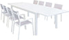 DEXTER---set-tavolo-200/300x100-struttura-e-piano-in-alluminio-compreso-di-8-sedute-Bianco-Milani-Home