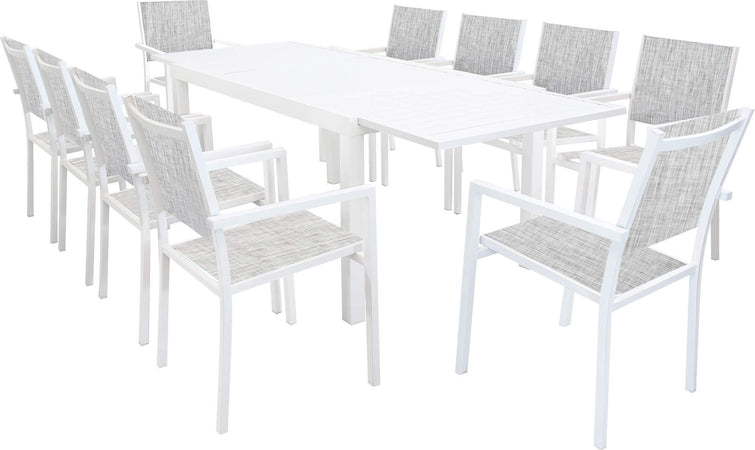 DEXTER---set-tavolo-da-giardino-allungabile-160/240x90-compreso-di-10-poltrone-in-alluminio-Bianco-Milani-Home