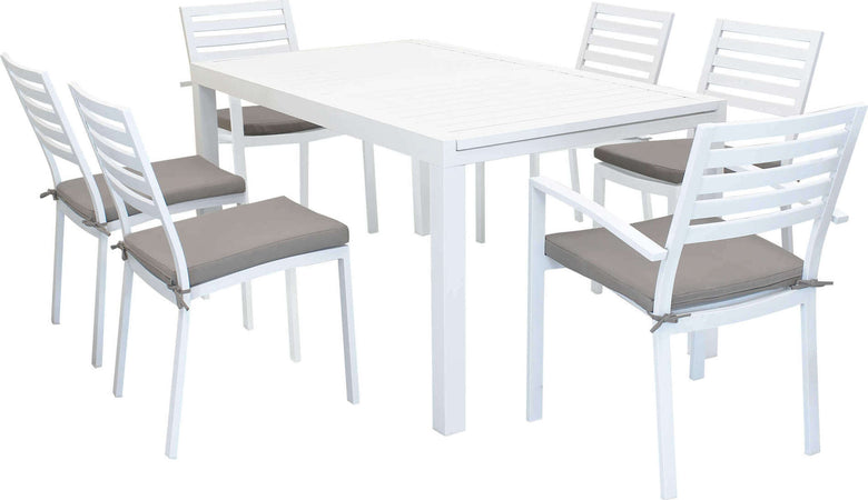 DEXTER---set-tavolo-da-giardino-allungabile-160/240x90-compreso-di-4-sedie-e-2-poltrone-in-alluminio-Bianco-Milani-Home