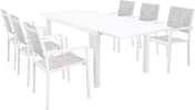 DEXTER---set-tavolo-da-giardino-allungabile-160/240x90-compreso-di-6-poltrone-in-alluminio-Bianco-Milani-Home