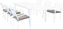 DEXTER---set-tavolo-da-giardino-allungabile-160/240x90-compreso-di-6-poltrone-in-alluminio-Bianco-Milani-Home