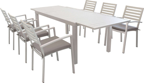DEXTER---set-tavolo-da-giardino-allungabile-160/240x90-compreso-di-6-poltrone-in-alluminio-Tortora-Milani-Home