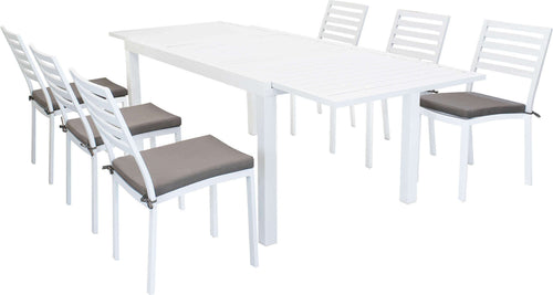 DEXTER---set-tavolo-da-giardino-allungabile-160/240x90-compreso-di-6-sedie-in-alluminio-Bianco-Milani-Home