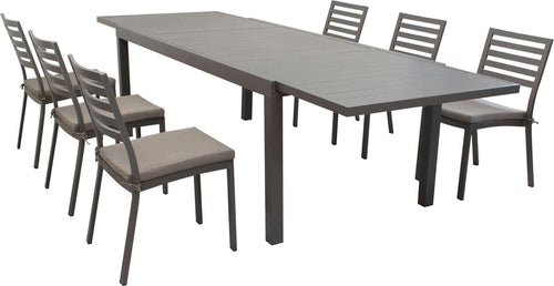 DEXTER---set-tavolo-da-giardino-allungabile-160/240x90-compreso-di-6-sedie-in-alluminio-Taupe-Milani-Home