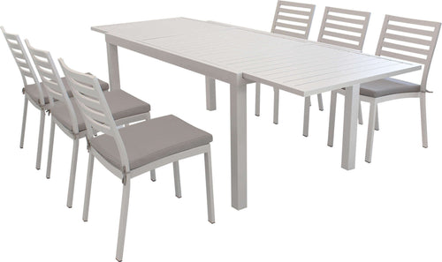DEXTER---set-tavolo-da-giardino-allungabile-160/240x90-compreso-di-6-sedie-in-alluminio-Tortora-Milani-Home