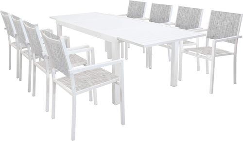 DEXTER---set-tavolo-da-giardino-allungabile-160/240x90-compreso-di-8-poltrone-in-alluminio-Bianco-Milani-Home