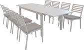 DEXTER---set-tavolo-da-giardino-allungabile-160/240x90-compreso-di-8-sedie-in-alluminio-Tortora-Milani-Home