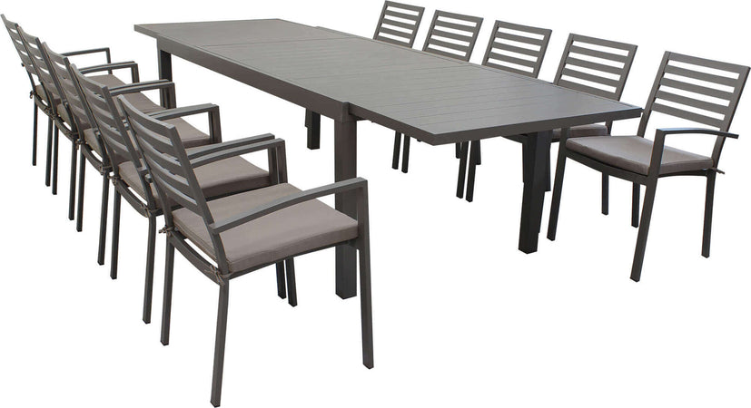 DEXTER---set-tavolo-da-giardino-allungabile-200/300x100-compreso-di-10-poltrone-in-alluminio-Taupe-Milani-Home