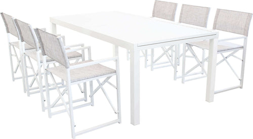 DEXTER---set-tavolo-da-giardino-allungabile-200/300x100-compreso-di-6-poltrone-in-alluminio-Bianco-Milani-Home