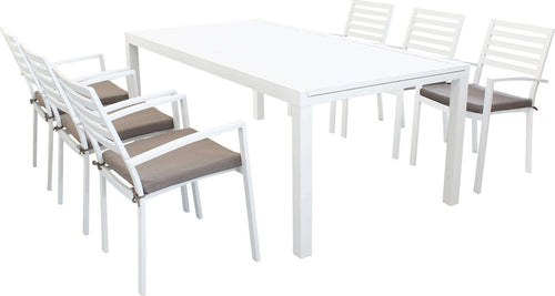 DEXTER---set-tavolo-da-giardino-allungabile-200/300x100-compreso-di-6-poltrone-in-alluminio-Bianco-Milani-Home