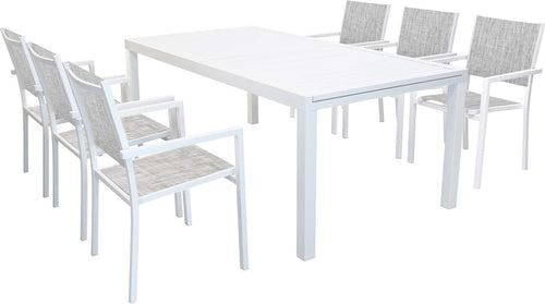 DEXTER---set-tavolo-da-giardino-allungabile-200/300x100-compreso-di-6-poltrone-in-alluminio-Bianco-Milani-Home