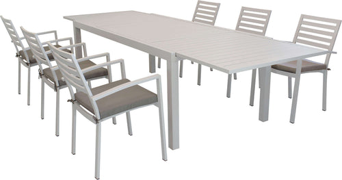 DEXTER---set-tavolo-da-giardino-allungabile-200/300x100-compreso-di-6-poltrone-in-alluminio-Tortora-Milani-Home