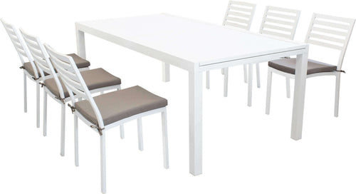 DEXTER---set-tavolo-da-giardino-allungabile-200/300x100-compreso-di-6-sedie-in-alluminio-Bianco-Milani-Home