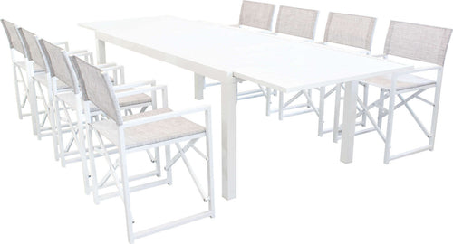 DEXTER---set-tavolo-da-giardino-allungabile-200/300x100-compreso-di-8-poltrone-in-alluminio-Bianco-Milani-Home