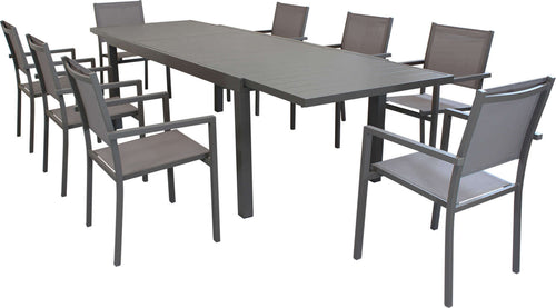 DEXTER---set-tavolo-da-giardino-allungabile-200/300x100-compreso-di-8-poltrone-in-alluminio-Taupe-Milani-Home