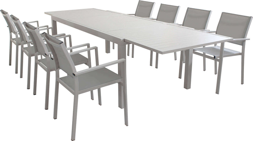 DEXTER---set-tavolo-da-giardino-allungabile-200/300x100-compreso-di-8-poltrone-in-alluminio-Tortora-Milani-Home