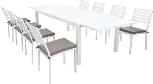 DEXTER---set-tavolo-da-giardino-allungabile-200/300x100-compreso-di-8-sedie-in-alluminio-Bianco-Milani-Home