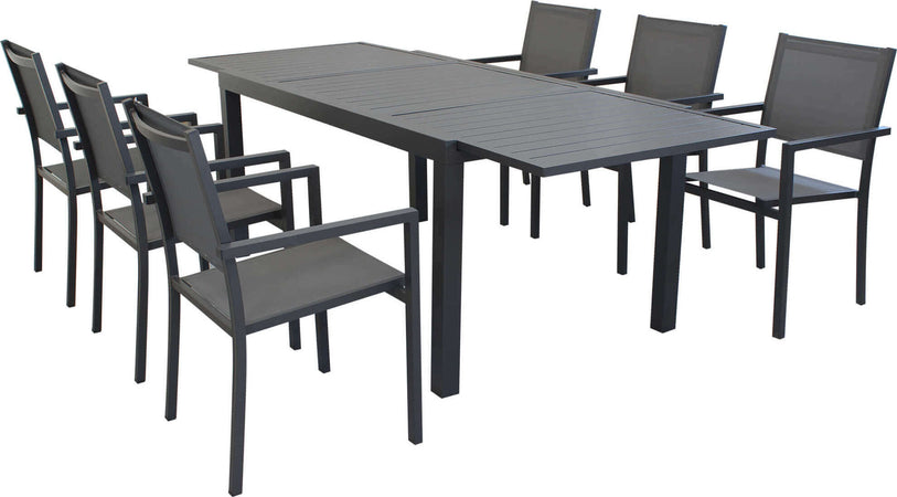 DEXTER---set-tavolo-da-giardino-allungabile-in-alluminio-160/240x90-compreso-di-6-poltrone-in-alluminio-e-textilene-Antracite-Milani-Home