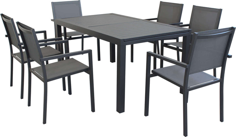 DEXTER---set-tavolo-da-giardino-allungabile-in-alluminio-160/240x90-compreso-di-6-poltrone-in-alluminio-e-textilene-Antracite-Milani-Home