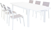 DEXTER---set-tavolo-giardino-rettangolare-allungabile-160/240x90-con-6-sedie-in-alluminio-bianco-e-textilene-da-esterno-Bianco-Milani-Home