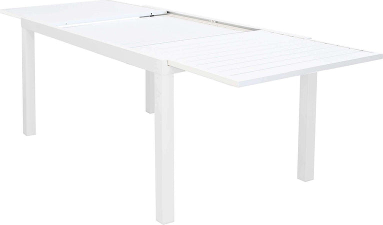 DEXTER---set-tavolo-giardino-rettangolare-allungabile-160/240x90-con-6-sedie-in-alluminio-bianco-e-textilene-da-esterno-Bianco-Milani-Home